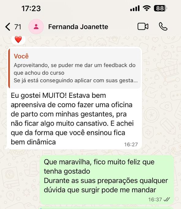 Depoimento de aluna da Oficina do Parto